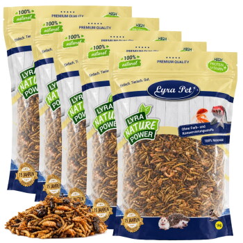 Lyra Pet Nature Power getrocknete Mehlwürmer für Haustiere, 100 % natürlich, hoher Proteingehalt, ohne Farbstoffe oder Konservierungsmittel, 1-kg-Beutel.