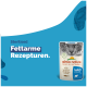 Almo Nature Katzenfutterbeutel mit einer grauen Katze auf der Vorderseite, beschriftet mit "Sterilised" und "Fettarme Rezepte."
