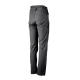Rückansicht von grauen Outdoor-Hosen mit Taschen, mit dem Markennamen "DOGGIE" am Bund.