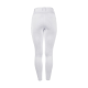 Weiße Leggings von hinten betrachtet, mit hohem Bund und subtilen Details an den Taschen.