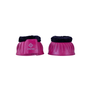 Rosa Pferdehufstiefel mit einem schwarzen Fleece-Futter, mit dem Logo "4 Horses" an der Seite.