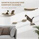 Katzen auf einer wandmontierten Holz-Hängematte und Trittregalen; SANFTE ELEGANZ UND KOMFORT IN EINEM – Verwöhne deine Katze