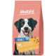 MultiFit dog food bag, smiling black-and-white dog, "ADULT 1+", "with poultry and carrot", 12 kg