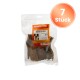 Miracle Dog Snacks getrocknete Rinderleckerlis 200g in durchsichtiger Tüte mit orangefarbenem Etikett und "7 Stück"-Abzeichen.