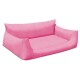 Rosa Haustiersofa mit weichem Stoff und erhöhten Seiten für Komfort, entworfen für kleine Hunde oder Katzen.