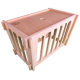 Holz-Haustierkäfig mit lamellenartigen Seiten, mit einer glatten Oberflächenstruktur und robuster Bauweise, ideal für kleine Tiere.