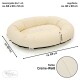 Cremefarbenes Haustierbett mit den Abmessungen 63x50x12 cm, mit einem Schlafbereich von 40x30 cm, beschriftet mit "Creme-Weiß."