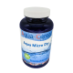 Eine blaue Flasche Aqua-Cereal Aqua Micro Dry mit einem wasserbezogenen Design und dem Text "Teichbakterien" auf dem Etikett.