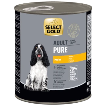 Select Gold Adult Pure Hundefutterdose mit Hähnchengeschmack, 70 % Huhn, getreidefreie Rezeptur, 800 g.