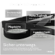Schwarze flexible Hundeleine mit Wassertropfen, mit Textmarkierungen zu Sichtbarkeit, Stärke, einfacher Reinigung und Komfort.