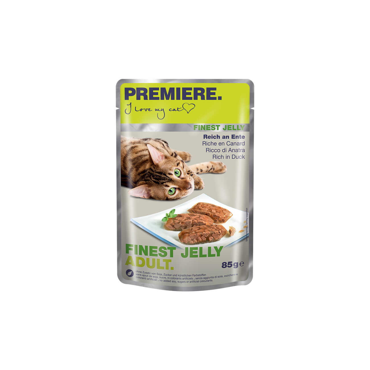 PREMIERE Finest Jelly Nassfutter Katze Adult Reich an Ente 22x85 g