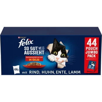 natvoer voor katten in gelei variatiemix 44x85 g Verscheidenheid aan smaken van het platteland