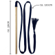 Katzenangel: Holzstab (mit der Aufschrift 'ca. 30cm') mit langer dunkelblauer geflochtener Schnur und Quaste (mit der Aufschrift 'ca. 120cm')