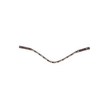Braunes Haustierhalsband, verziert mit funkelnden Strasssteinen, mit einem eleganten Design und einem kleinen Logo-Anhänger an einem Ende.