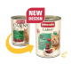 Zwei Dosen Animonda Carny Katzenfutter, altes und neues Design, mit Rind und Reh mit Preiselbeeren, für erwachsene Katzen.