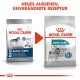 Vergleich der Verpackung von Royal Canin Joint Care Hundefutter, mit einem großen Hund, mit Text, der "Eases Movement" und "97% der Besitzer zufrieden" angibt.