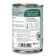 Dosen-Hundefutter mit der Aufschrift "Garantiert frisch! Auch für sensible Hunde geeignet." mit Fütterungsempfehlungen und Nährwertinformationen auf Deutsch.