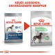Vergleich der Verpackung von Royal Canin Digestive Care Hundefutter, mit neuem Design und unveränderter Rezeptur, das die verbesserte Stuhlqualität hervorhebt.