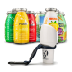 Bunte "SmoothieDog" Smoothie-Flaschen für Hunde in Huhn- und Gemüsegeschmack, mit einem tragbaren Hundeleckerli-Roller.