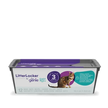 LitterLocker von Litter Genie Easy Roll Katzentoiletten-Entsorgungssystem, bis zu 3 Monate Geruchskontrolle, 12 Beutel, 58,4 x 29,8 cm.