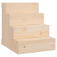 Holzhaustiertreppe mit vier Stufen, entworfen für kleine Tiere, um leicht höhere Oberflächen zu erreichen.