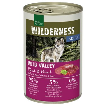 REAL NATURE WILDERNESS Nassfutter für Hunde Adult Wild Valley Pferd & Rind 6x400 g