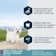 Ein West Highland White Terrier steht auf einem Weg. Der Text hebt die Vorteile von Futter für eine gesunde Verdauung, Zähne und Muskeln für Hunde über 1 Jahr hervor.