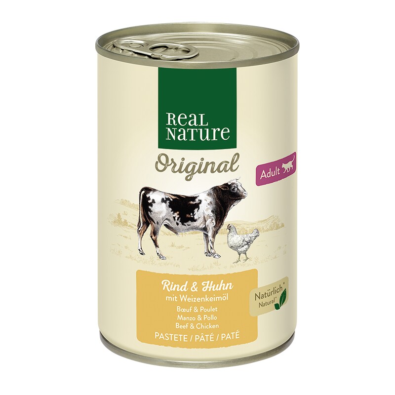REAL NATURE Adulte bœuf et poulet à l’huile de germes de blé 12x400 g