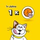 Cartoon-Katze mit einem glücklichen Ausdruck, Text "1+ Jahre" und "1 x 24h" auf einem hellgelben Hintergrund.