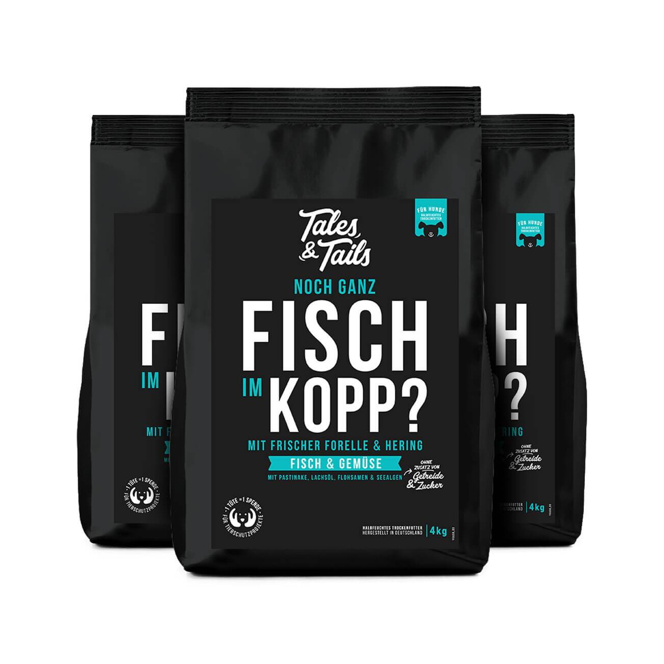 Tales & Tails Softes Trockenfutter Noch ganz Fisch im Kopp? 3x4 kg