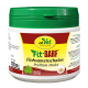 Behälter mit cdVet Fit+BARF Flohsamenschalen, 170g, mit einem grünen Deckel und einem Etikett mit Nährwertinformationen und einem 100% natürlichen Anspruch.