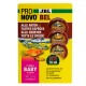 JBL Pro Novo Bel Fischfutterverpackung mit präbiotischen Flocken für alle Fischarten, mit den Größen A (2-5mm), B (5-10mm) und C (10-20mm).
