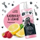 Flasche Bugalugs 3-in-1 Shampoo, Conditioner und Entwirrungsmittel mit Himbeer- und Zitronenduft, mit einem Cartoon-Hund und veganem Etikett.