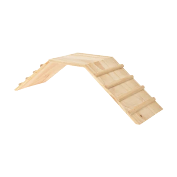 Rampe pour animaux de compagnie en bois avec un design incliné et des marches, idéale pour les petits animaux pour grimper et accéder à des zones plus élevées.