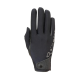 Schwarze Haustierpflegehandschuhe mit strukturiertem Griff und Logo, entworfen für Komfort und Kontrolle während der Tierpflege.