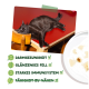 Schwarze Katze schläft auf rotem Tisch; Checkliste: DARMGESUNDHEIT, GLÄNZENDES FELL, STARKES IMMUNSYSTEM ✓, FÄHIGKEIT ZU NÄHEN ✗