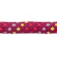 Bunt geflochtenes Haustierspielzeug in Pink, Rot, Gelb und Silber, entworfen für Hunde zum Kauen und Spielen.