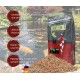 Kenkou Platin-Mix Koi-Futterbeutel vor einem Teich mit Koi-Fischen, mit Text über hochwertige Zutaten und Produktionsdetails.