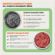 Poster: „BARFER'S KOMPLETT-MIXE vs. andere Komplett‑Mixe“ — links graue Schüssel mit roten Xen, rechts rote Schüssel mit Hackfleisch und grünen Häkchen
