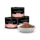 Drei Dosen Catz Finefood Lamm Katzenfutter mit Nachtkerzenöl und eine weiße Schale gefüllt mit dem Nassfutter.