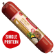Fleischeslust-Holzfutterbox 'Natürlich & Artgerecht' mit roter Futterrolle 'Saftige Pute / Juicy Turkey'.