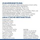 Zutatenliste für Haustierfutter auf Deutsch, die Zusammensetzung, Nährwertanalyse und spezifische Komponenten wie Protein (8,9%) und Fett (3,9%) detailliert.
