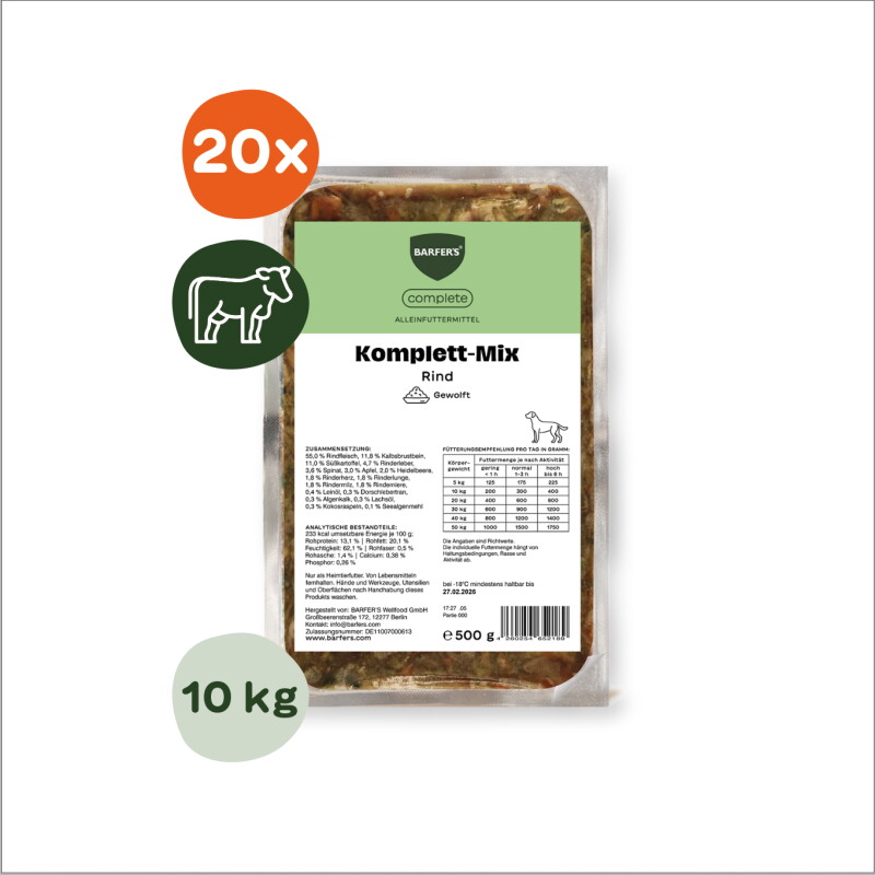 BARFER'S BARF Komplett-Mix Rind 20x500 g