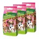 Three bags of MultiFit Nature snacks for small pets, with a heart-shaped window and images of a rabbit, guinea pig, and hamster.