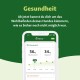 Smartphone, das eine Gesundheitsüberwachungs-App für Hunde anzeigt, mit aktuellem Gewicht (56 kg), idealem Gewicht (34 kg) und einem Gewichtstrenddiagramm.