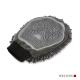 Grauer Fellpflegehandschuh mit Silikonborsten, Chenille‑Fransen und schwarzem Elastik-Handgelenkband; 'WOLTERS'-Logo sichtbar.