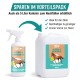 Etikett für GreenHero Bremsen-EX, ein Pferdeabwehrmittel gegen Fliegen und Mücken, mit einem galoppierenden Pferd, Anwendungshinweisen und Zutaten.