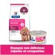 Sac et boîte de nourriture pour petit chien Hill's Prescription Diet Gastrointestinal Biome Mini avec un petit caniche marron sur l'emballage.