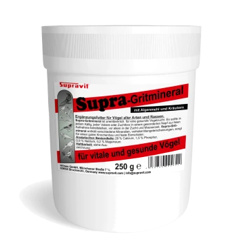 Supra-Gritmineral Vogelfutterergänzung mit Algen und Kräutern, 250g, für gesunde Vögel aller Arten und Rassen.