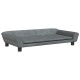 Stylisches graues Haustiersofa mit niedrigem Profil, abgerundeten Kanten und knopfgepolstertem Design, perfekt für kleine bis mittelgroße Haustiere.